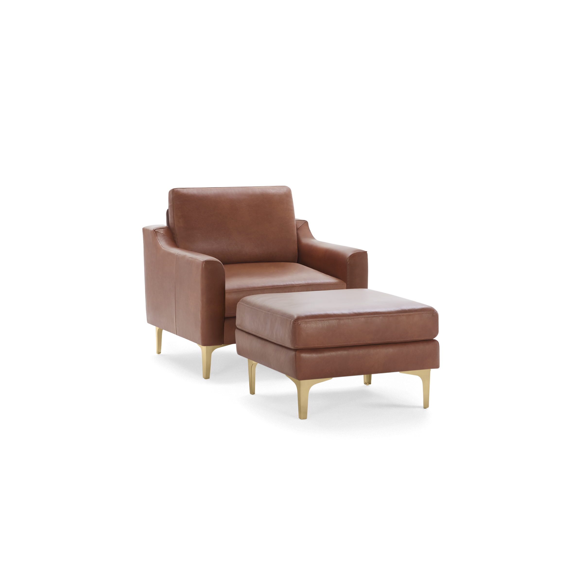 Burrow Nomad Leather Club Chair and Ottoman Burrow Havenly